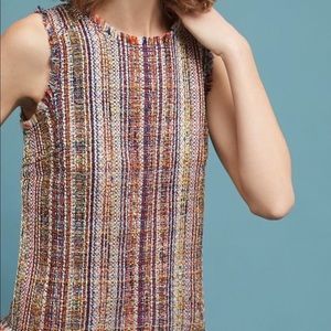 Maeve Colorful Tweed Fringe Tank Top Shirt